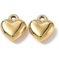 Ion Plating 304 Stainless Steel Heart Charm, 18K Gold Plated