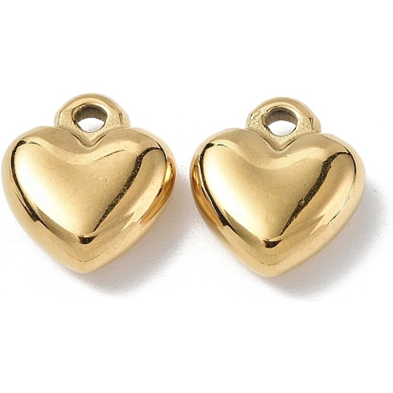 Charm en acier inoxydable 304 en forme de cœur, plaqué or 18K — Breloques et pendentifs