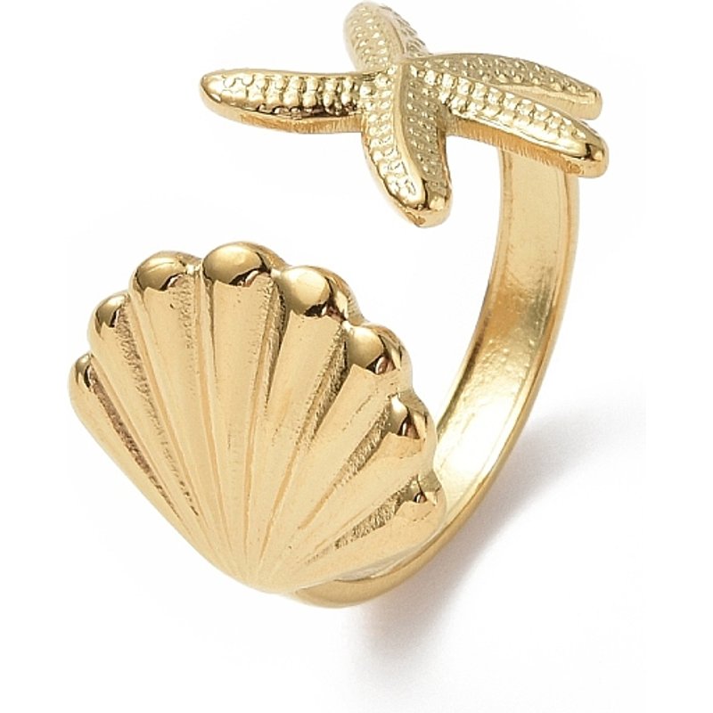 Bague ouverte en acier inoxydable 304 avec étoile de mer pour femmes — Bijoux fantaisie