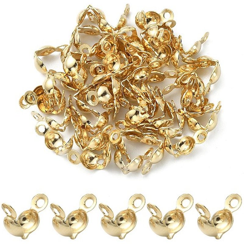 304 Stainless Steel Bead Tips with 18K Gold Plating — Jewelry Findings