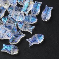35Pcs Perles en Verre Transparentes, Poisson, AB Clair, 15x8x5mm — Perles à bijoux