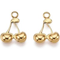 Charms Cerise en Acier Inoxydable 304 avec Plaquage en Or 18K — Breloques et pendentifs