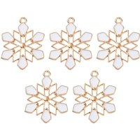 Pendentif Charme Flocon en Or Clair et Blanc, Sans Plomb — Breloques et pendentifs