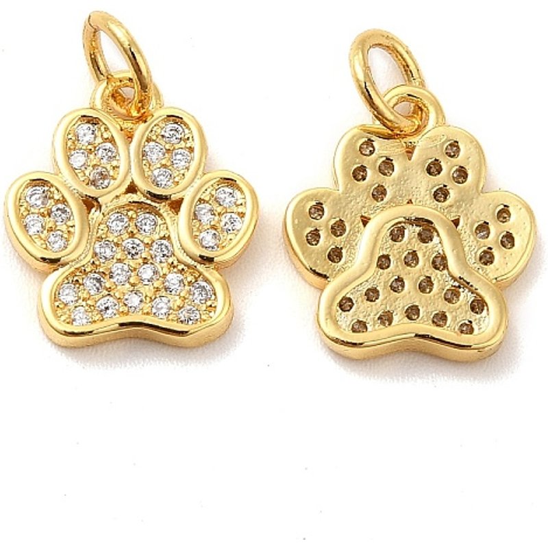 Charm en forme de patte de chien Rack Plating avec anneau de saut, plaqué or 18K — Breloques et pendentifs