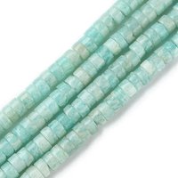 Fils de Perles Heishi en Amazonite Naturelle, Ronde/Disque Plat, 4x2mm — Perles à bijoux