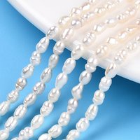 Brins de Perles de Culture d'Eau Douce Naturelles, Perles Baroque Keshi — Perles à bijoux