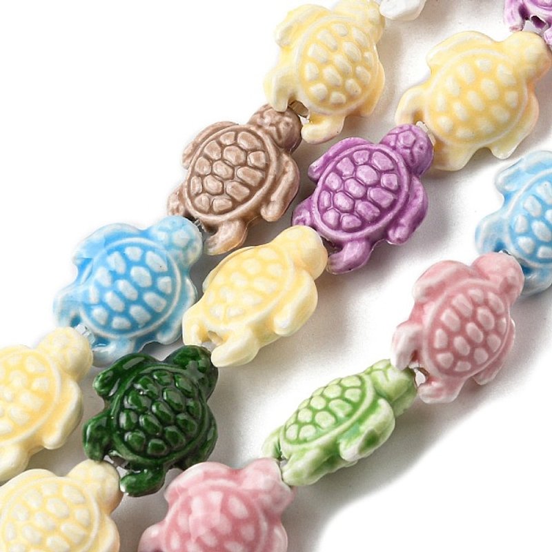 Handmade Porcelain Beads Strands, Tortoise, Mixed Colors — Jewelry Beads