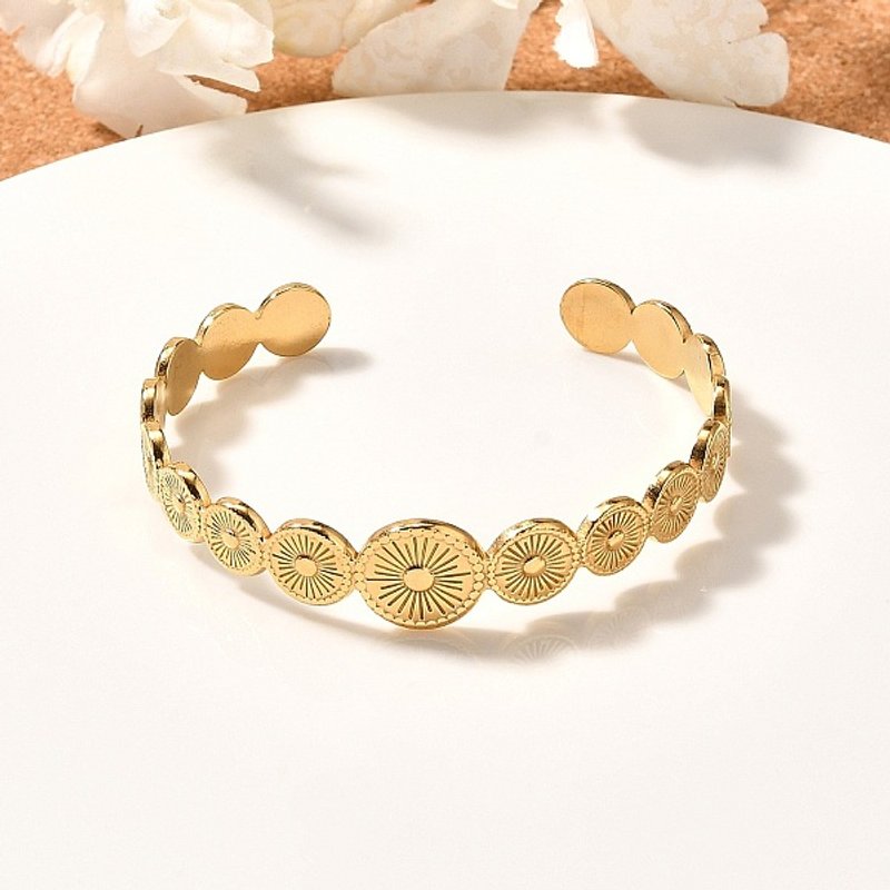 304 Stainless Steel Sun Cuff Bangles in Gold — Bracelet Women