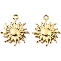 Pendentif en Acier Inoxydable 304 avec Charme Soleil et Plaquage en Or 18K — Breloques et pendentifs