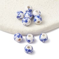 Handmade Blue and White Porcelain Beads with Flower Design — Jewelry Beads