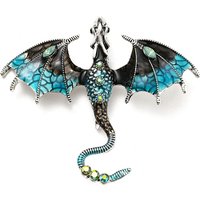 Épingles Émaillées Dragon Broche en Alliage Argent Vieilli avec Rhinestones — Broches