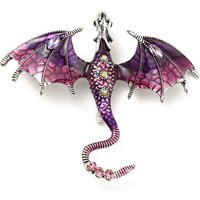 Épingles en Émail Dragon Broche en Alliage Argent Vieilli avec Rhinestones Violet — Broches