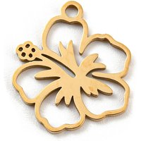 Pendentif en Acier Inoxydable 304 Plaqué Or, Découpe Laser, Fleur — Breloques et pendentifs