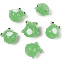 Handmade Lampwork Frog Beads, Green, 14-16mm, Hole: 2mm — Jewelry Beads