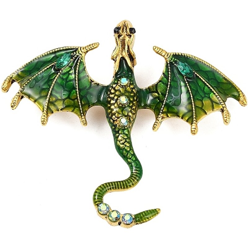 Épingles en Émail Dragon, Broche en Alliage Doré Ancien avec Rhinestones — Broches