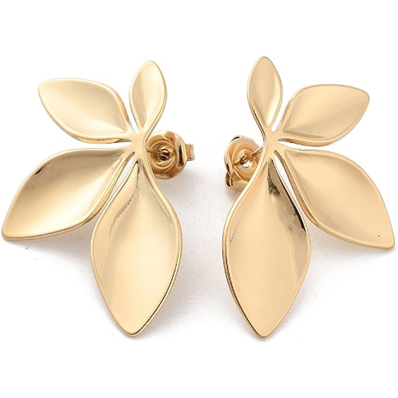 Boucles d'oreilles en acier inoxydable 304, fleur, plaquées or 14K — Bijoux fantaisie
