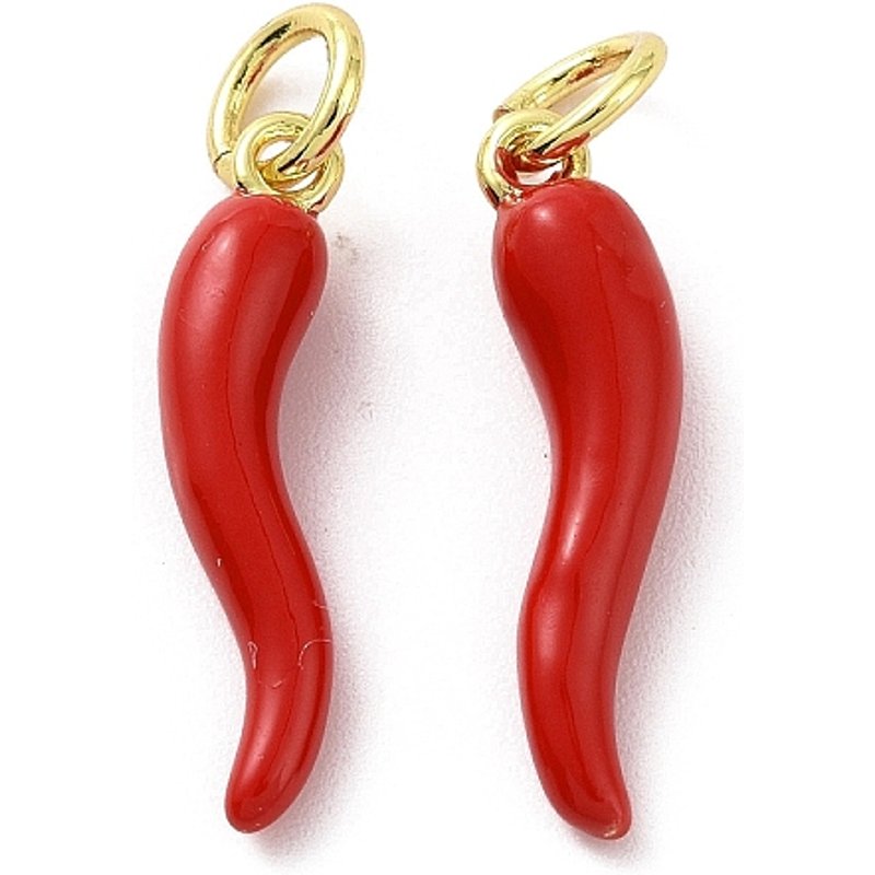 Rack Plating Brass Enamel Charms, 18K Gold Plated, Red — Charms & Pendants