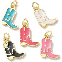 Cowboy Boot Charm in Mixed Colors with Jump Ring — Charms & Pendants