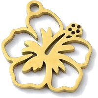 Charm en Acier Inoxydable 304, Découpe Laser, Fleur, Doré, 14x13x1mm — Breloques et pendentifs