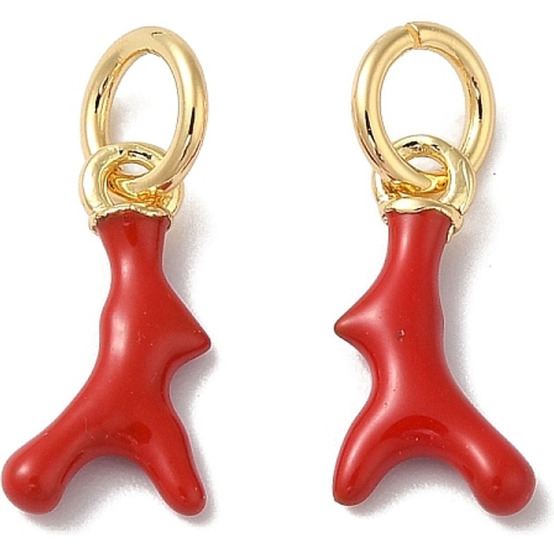 Brass Enamel Antler Charms with Jump Ring, 18K Gold Plated — Charms & Pendants