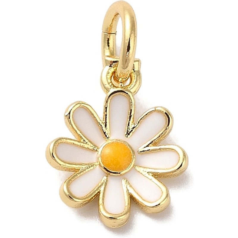 Charms en Émail de Laiton en Forme de Fleurs avec Anneau de Saut, Plaqué Or 18K — Breloques et pendentifs
