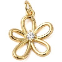Rack Plating Brass Flower Pendant with Clear Cubic Zirconia