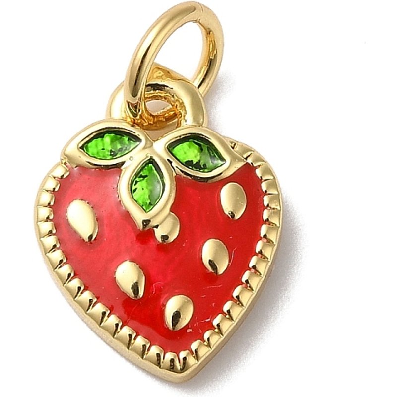 Rack Plating 18K Gold Plated Strawberry Charm with Jump Ring — Charms & Pendants