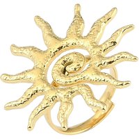 Ion Plating Textured Sun 304 Stainless Steel Adjustable Ring for Women