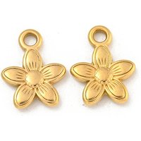 Charm en Acier Inoxydable 304 Fleurs Plaqué Or 18K — Breloques et pendentifs