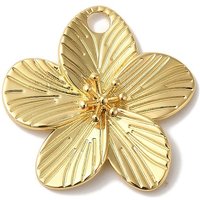 Pendentif en Laiton Fleur Rack Plating, Plaqué Or 18K, 28mm