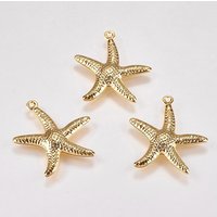 304 Stainless Steel Starfish Pendants with 18K Gold Plating — Charms & Pendants