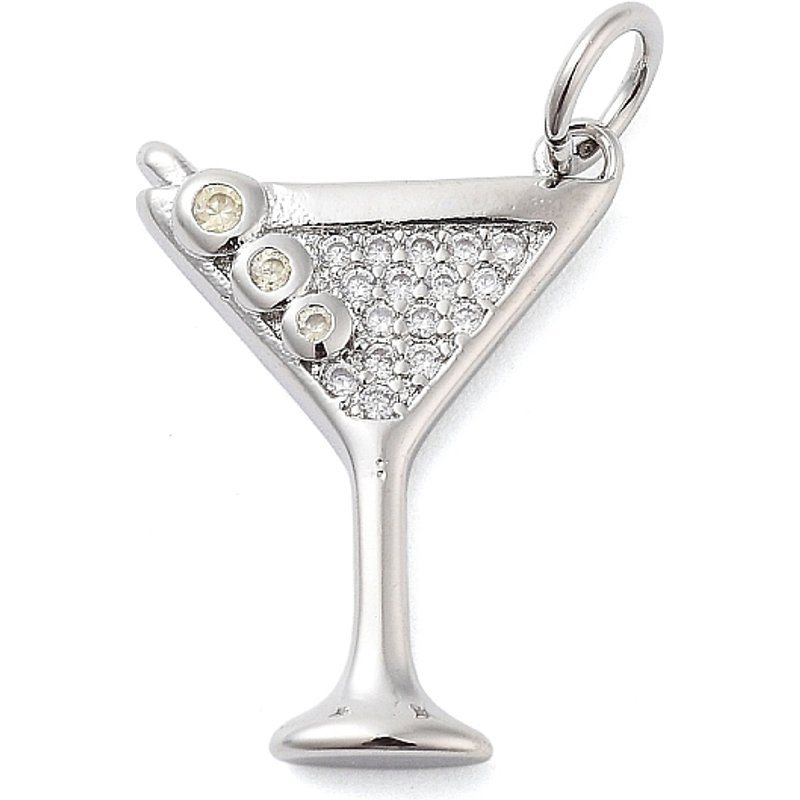 Rack Plating Brass Micro Pave Cubic Zirconia Martini Charms — Charms & Pendants
