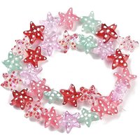 Handmade Lampwork Star Beads Strands with Polka Dot Pattern