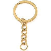 Ion Plating 304 Stainless Steel Split Key Rings, 18K Gold Plated — Jewelry Findings