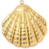 Pendentif en Acier Inoxydable Doré en Forme de Coquillage