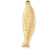 Pendentif Sardine en Acier Inoxydable 304 en Or — Breloques et pendentifs