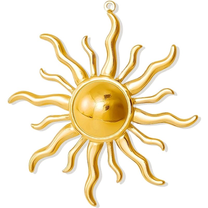 Pendentif en Acier Inoxydable 304, Charm Soleil, Doré, 42x39mm — Breloques et pendentifs