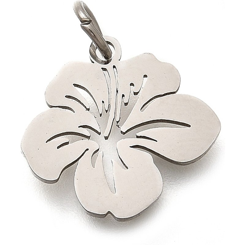 304 Stainless Steel Flower Charm with Jump Ring, Laser Cut — Charms & Pendants