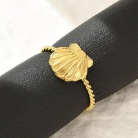 Shell 304 Stainless Steel Adjustable Open Cuff Rings for Women