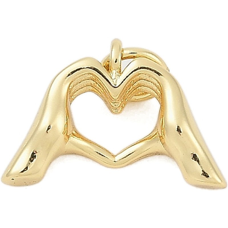 Brass Heart Hands Charms, 18K Gold Plated, Lead & Cadmium Free — Charms & Pendants