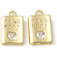 Pendentif Passport en Zirconia Cubique Micro Pave Plaqué Or 18K — Breloques et pendentifs