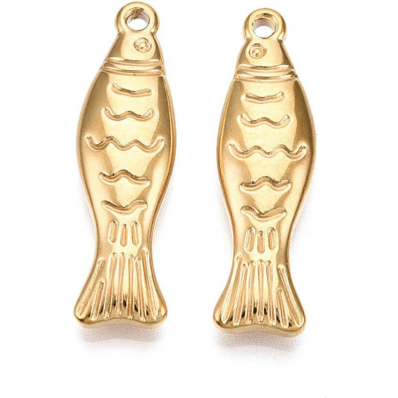 Charms de Poisson Sardine en Acier Inoxydable 304 avec Plaquage en Or 18K — Breloques et pendentifs