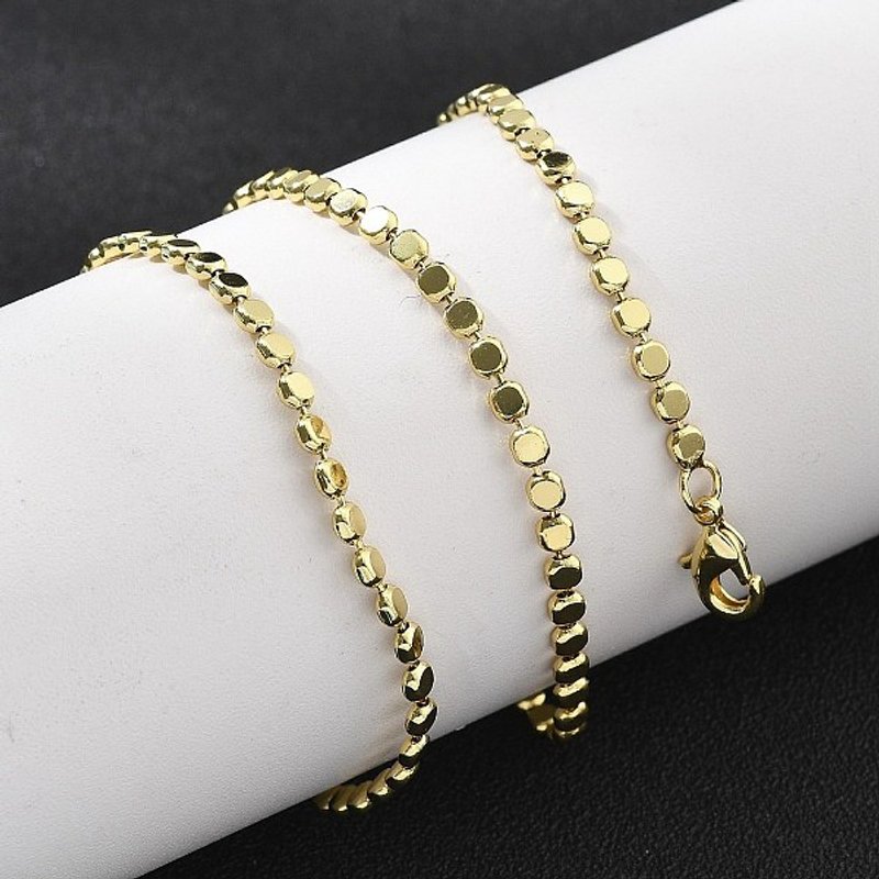 Brass Flat Ball Chain Necklace for Women - 18K Gold Plated — Pendant Necklace