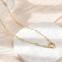 Collier en Chaîne en Papier Clip avec Anneaux en Laiton, Plaqué Or 18K, 18.23 po — Collier pendentif