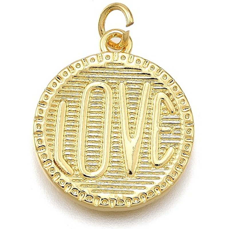 Rack Plating Brass Love Pendant with Jump Ring, 18K Gold Plated — Charms & Pendants