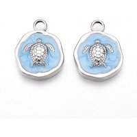 Pendentif Tortue en Acier Inoxydable 304, Bleu Ciel — Breloques et pendentifs