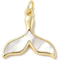 Brass Pave Natural White Shell Pendants with 18K Gold Plating — Charms & Pendants