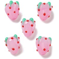 Handmade Lampwork Bumpy Beads, Strawberry, Pearl Pink, 13mm