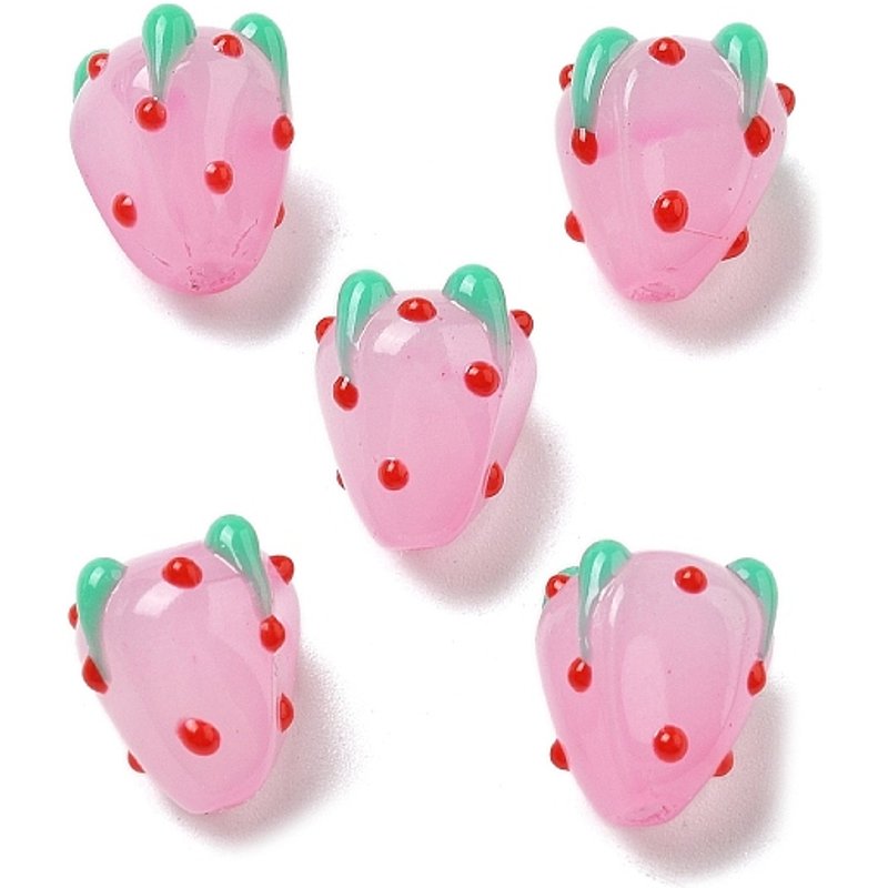 Perles Bumpy en Verre Soufflé Fait Main, Fraise, Rose Perle, 13mm — Perles à bijoux