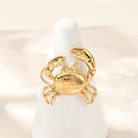 Bague ouverte en acier inoxydable 304 pour femmes, design crabe, plaquée or — Bijoux fantaisie